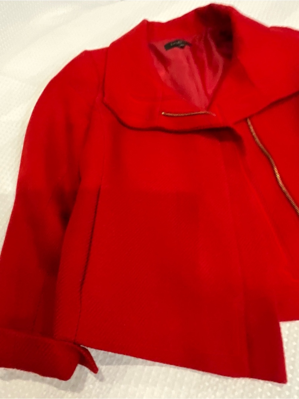 Talbots Red Cropped Wool-Blend Jacket - Picture 4 of 4